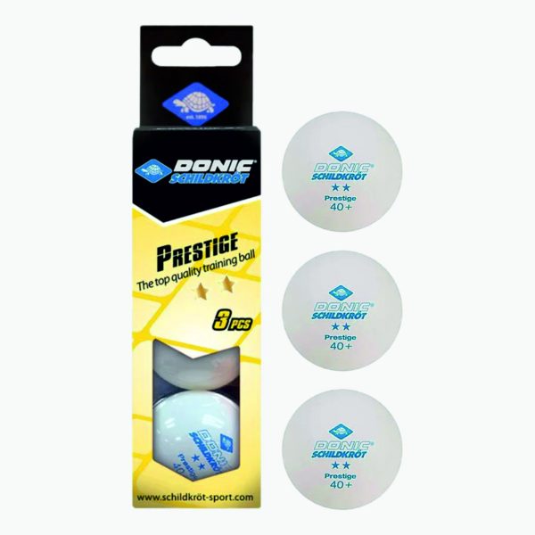 TABLE TENNIS  BALL 2 STAR PRESTIGE (3*1)WHITE POLY40+BALL