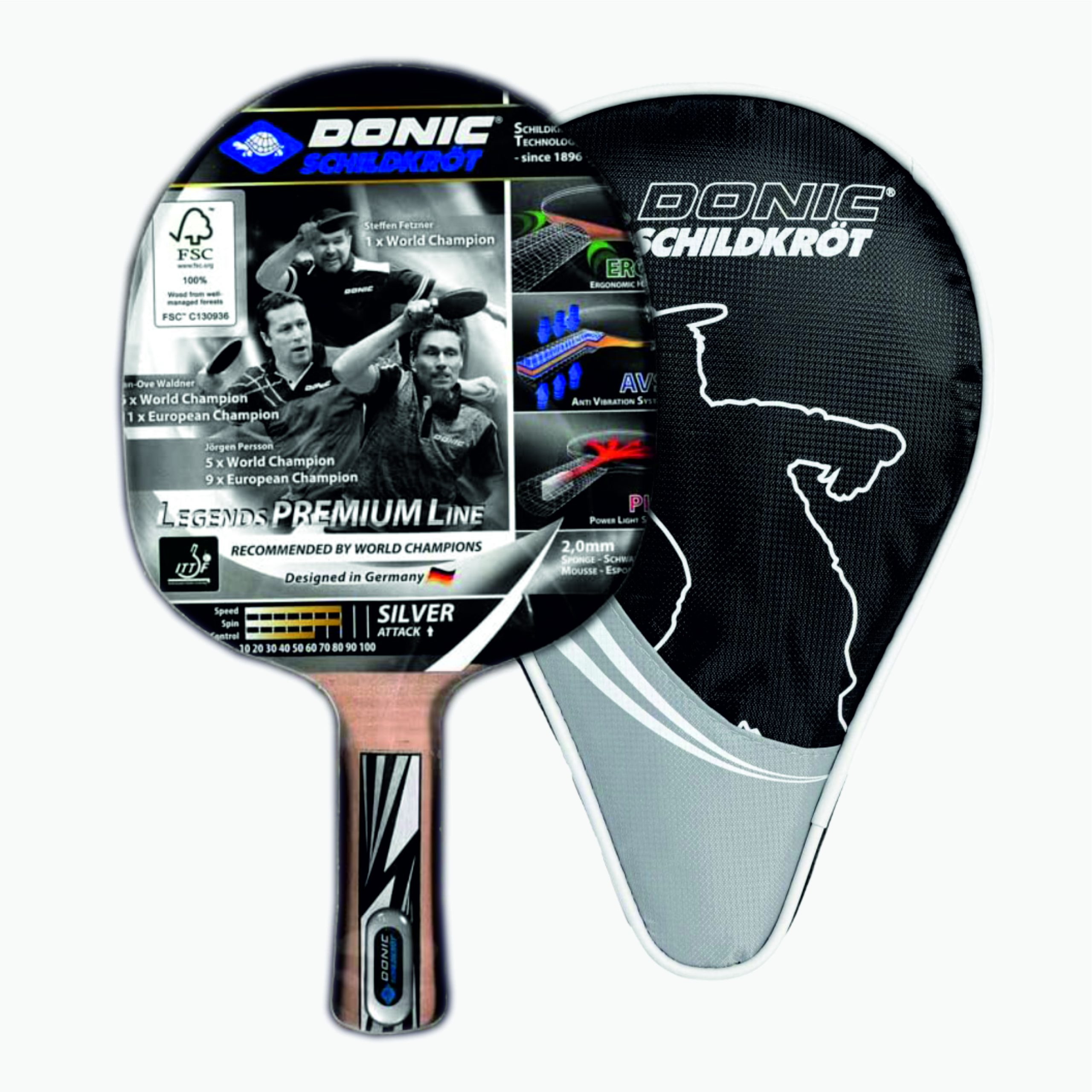 TABLE TENNIS RACKET LEGENDS SILVER DSK DONIC 754430 DONIC TT BAT LEGENDS SILVER - Image 1